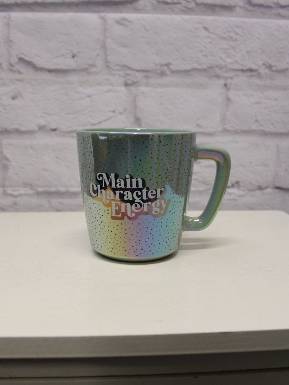 Thyme & Table Green Speckled Pearlescent Main Character Energy Coffee Mug